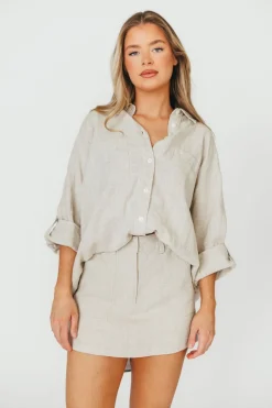 Online Worth Collective Suki Linen Skort in Linen