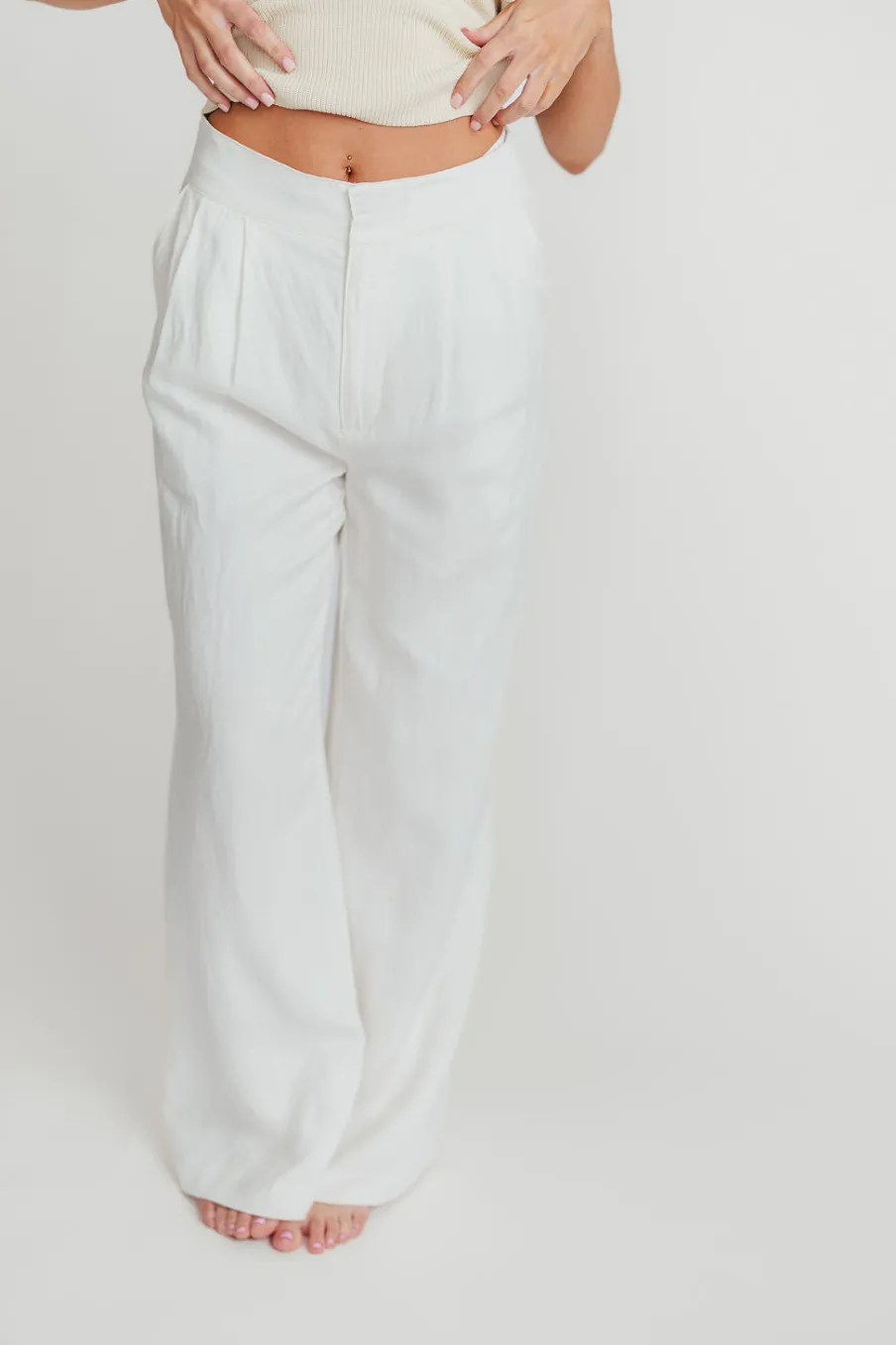 Clearance Worth Collective Sylvia Wide Leg Trousers in Off-White