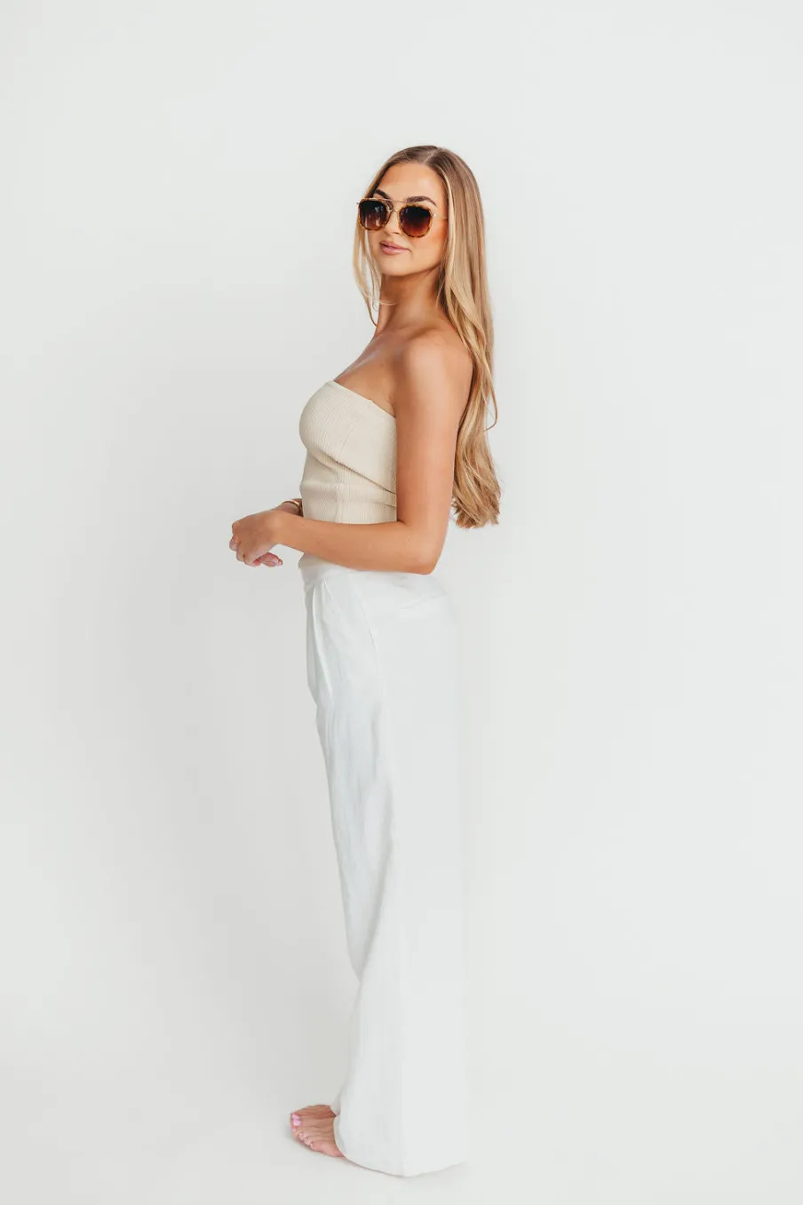 Clearance Worth Collective Sylvia Wide Leg Trousers in Off-White