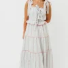 Clearance Worth Collective Tamara Tiered Floral Embroidered Maxi Dress in Pink Flower