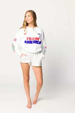 Clearance Worth Collective Team America Crew Sweatshirt in White