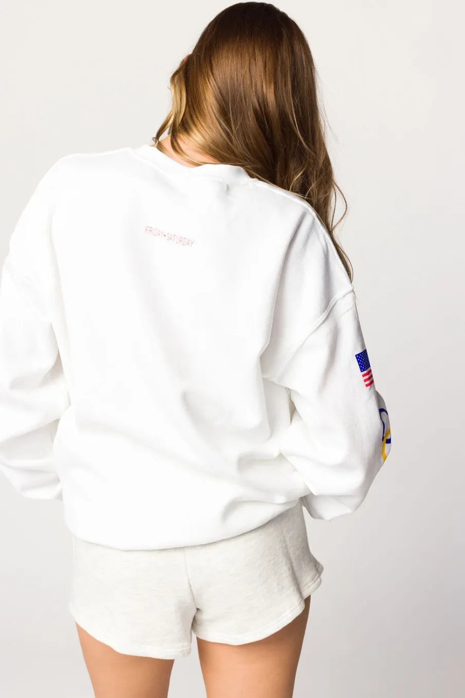 Clearance Worth Collective Team America Crew Sweatshirt in White
