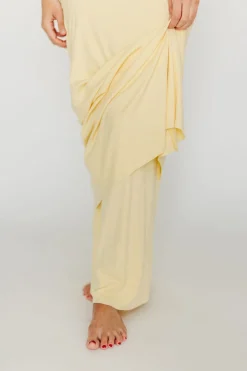Outlet Worth Collective The Charlie Ribbed Maxi Dress in Butter Yellow - Bump Friendly (Restoc