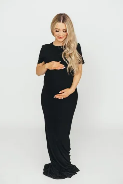 Outlet Worth Collective The Charlie Ribbed Maxi Dress in Black
