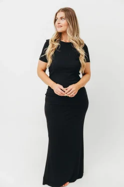 Outlet Worth Collective The Charlie Ribbed Maxi Dress in Black