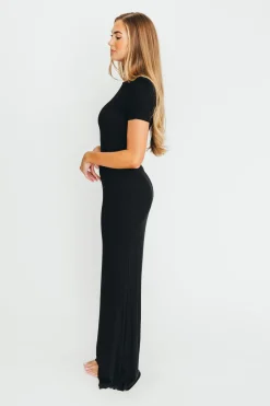 Outlet Worth Collective The Charlie Ribbed Maxi Dress in Black