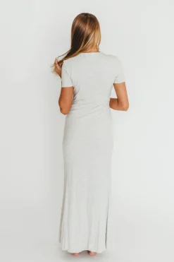 Sale Worth Collective The Charlie Ribbed Maxi Dress in Light Heather Grey -Bump Friendly