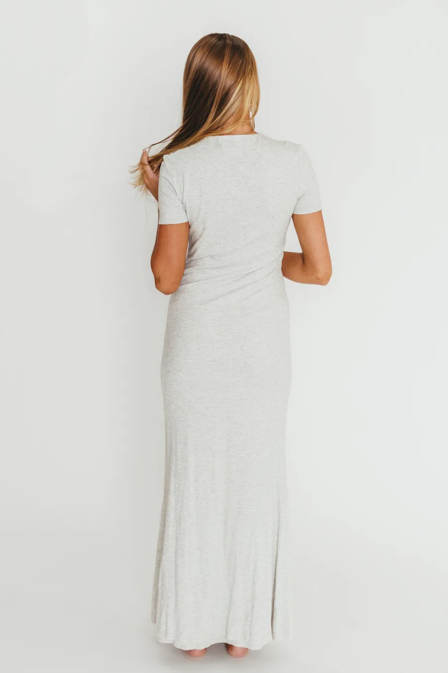 Sale Worth Collective The Charlie Ribbed Maxi Dress in Light Heather Grey -Bump Friendly