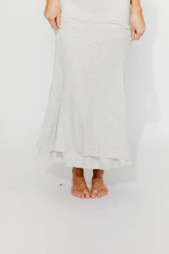 Sale Worth Collective The Charlie Ribbed Maxi Dress in Light Heather Grey -Bump Friendly
