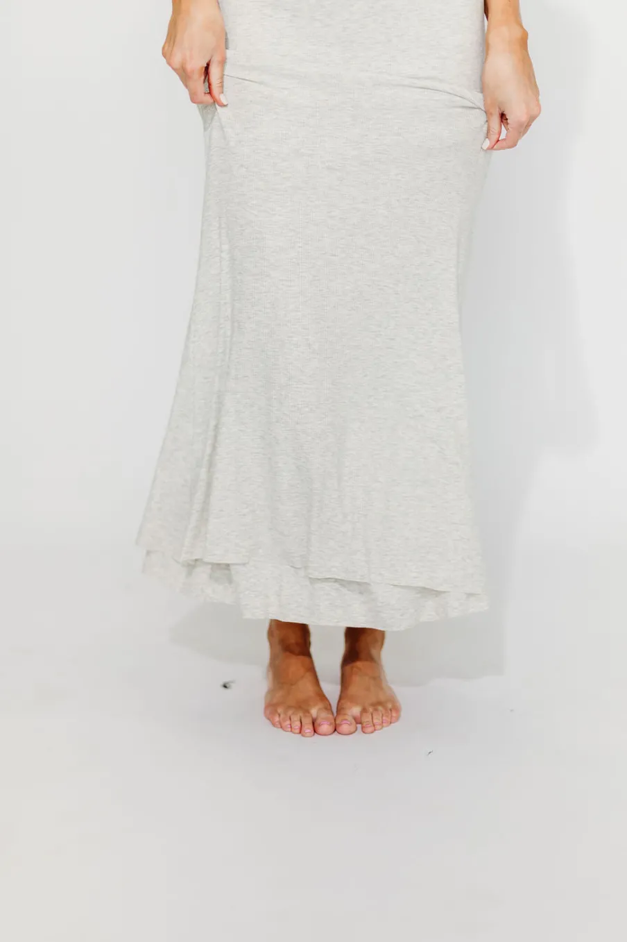 Sale Worth Collective The Charlie Ribbed Maxi Dress in Light Heather Grey -Bump Friendly