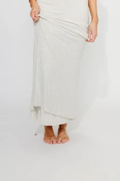 Sale Worth Collective The Charlie Ribbed Maxi Dress in Light Heather Grey -Bump Friendly
