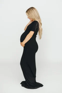 Outlet Worth Collective The Charlie Ribbed Maxi Dress in Black
