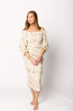 Discount Worth Collective The Chloe Midi Dress in Brown - Bump Friendly