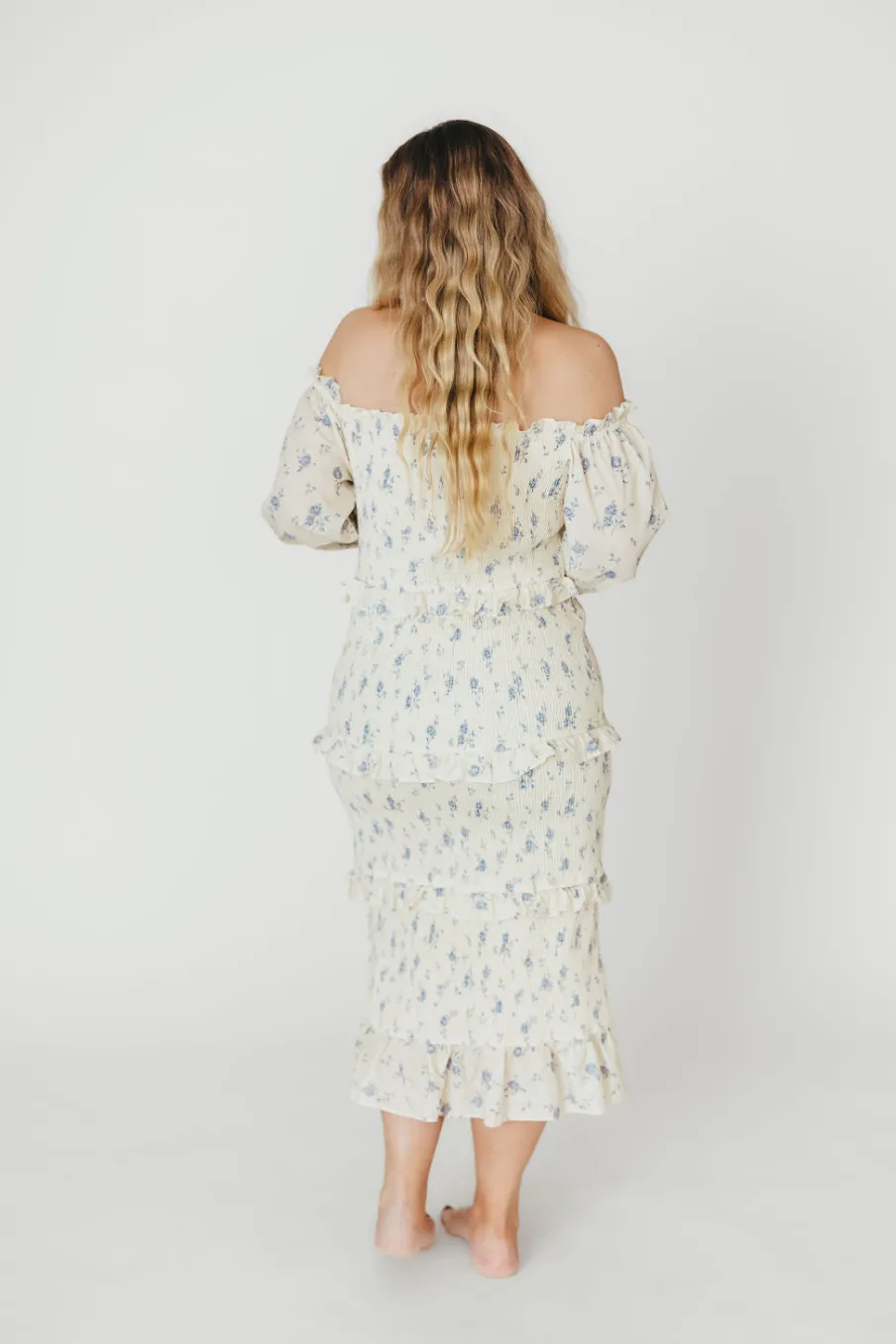 Hot Worth Collective The Chloe Midi Dress in Blue - Bump Friendly