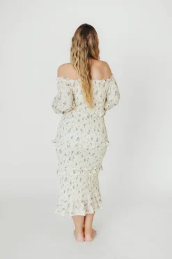 Hot Worth Collective The Chloe Midi Dress in Blue - Bump Friendly