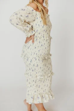 Hot Worth Collective The Chloe Midi Dress in Blue - Bump Friendly