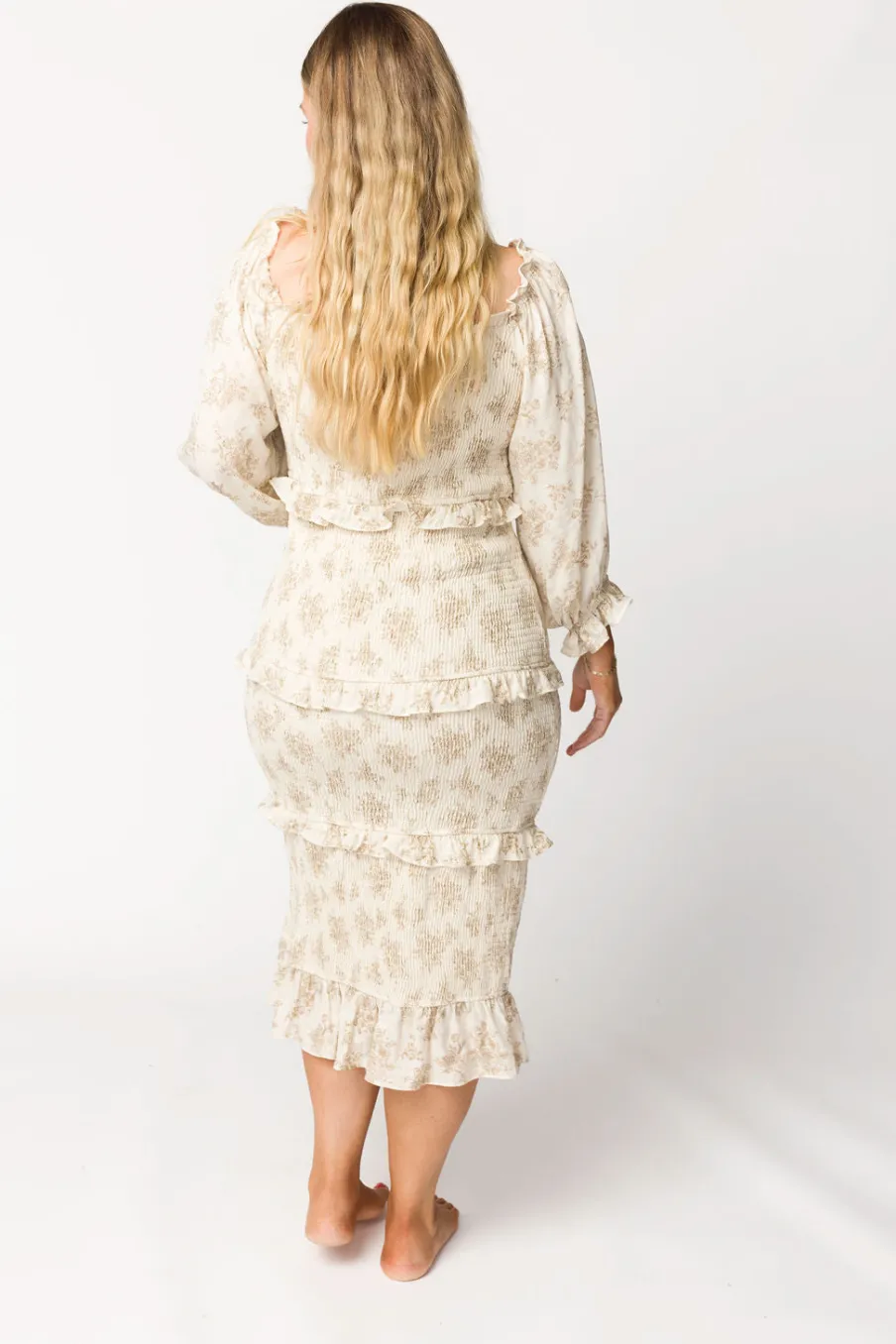 Discount Worth Collective The Chloe Midi Dress in Brown - Bump Friendly
