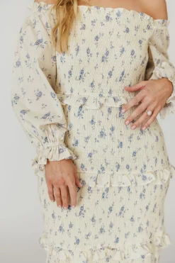 Hot Worth Collective The Chloe Midi Dress in Blue - Bump Friendly