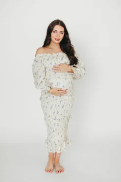 Hot Worth Collective The Chloe Midi Dress in Blue - Bump Friendly