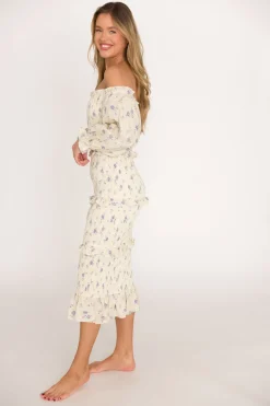 Hot Worth Collective The Chloe Midi Dress in Blue - Bump Friendly