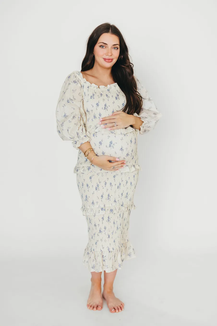 Hot Worth Collective The Chloe Midi Dress in Blue - Bump Friendly