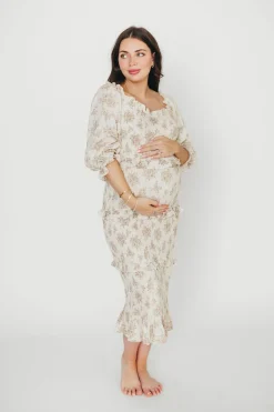 Discount Worth Collective The Chloe Midi Dress in Brown - Bump Friendly