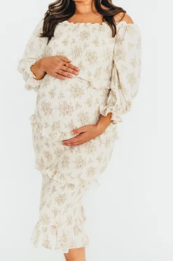 Discount Worth Collective The Chloe Midi Dress in Brown - Bump Friendly