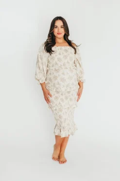 Discount Worth Collective The Chloe Midi Dress in Brown - Bump Friendly