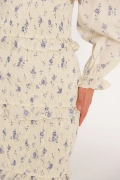 Hot Worth Collective The Chloe Midi Dress in Blue - Bump Friendly