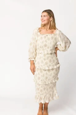 Discount Worth Collective The Chloe Midi Dress in Brown - Bump Friendly
