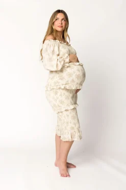 Discount Worth Collective The Chloe Midi Dress in Brown - Bump Friendly
