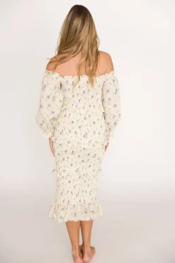 Hot Worth Collective The Chloe Midi Dress in Blue - Bump Friendly