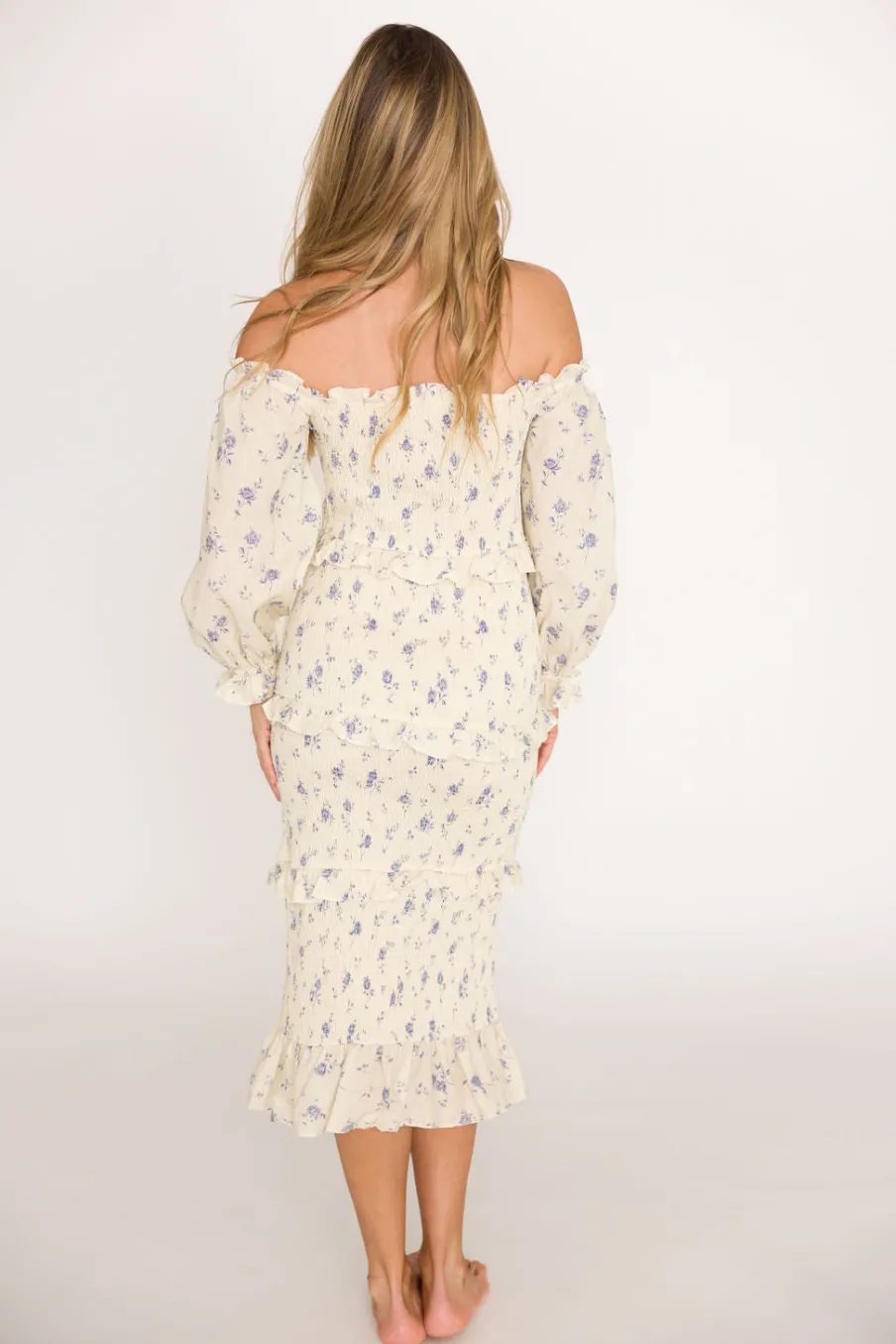 Hot Worth Collective The Chloe Midi Dress in Blue - Bump Friendly