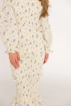 Hot Worth Collective The Chloe Midi Dress in Blue - Bump Friendly