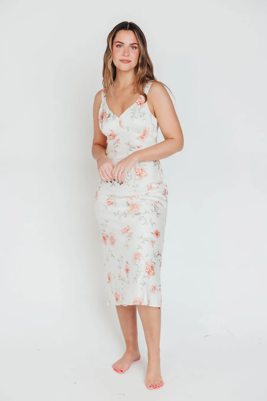 New Worth Collective The Felicity Midi Dress in Ivory Floral