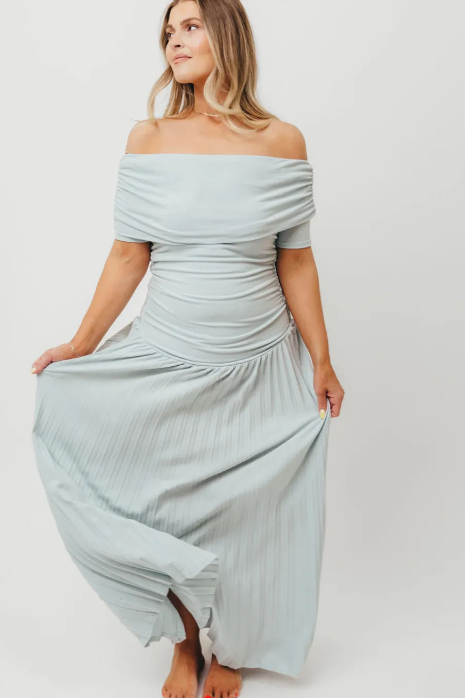 Hot Worth Collective The Lennox Maxi Dress in Dusty Blue