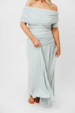 Hot Worth Collective The Lennox Maxi Dress in Dusty Blue