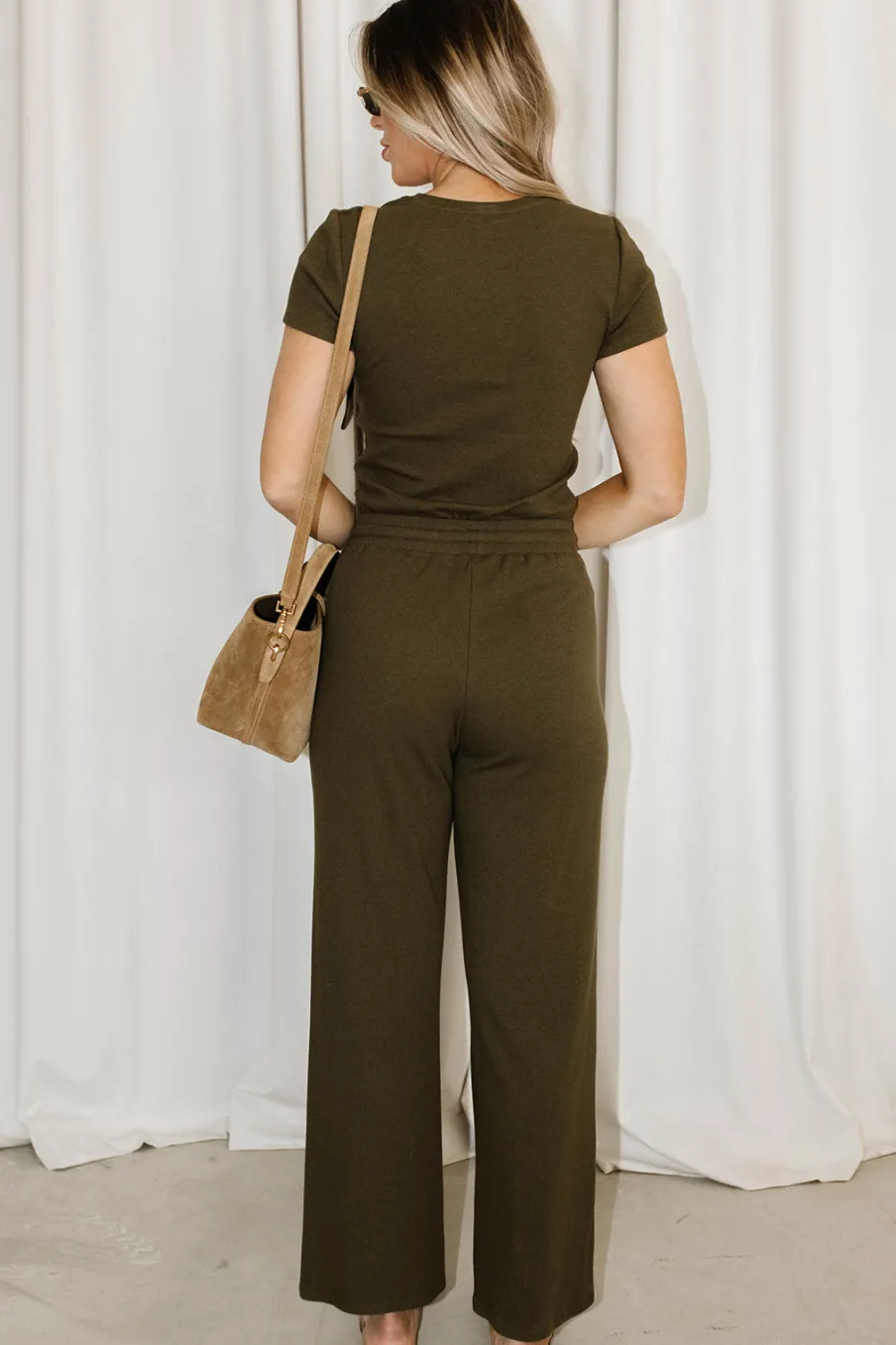Clearance Worth Collective The Muse Knit Top & Pants Set in Olive