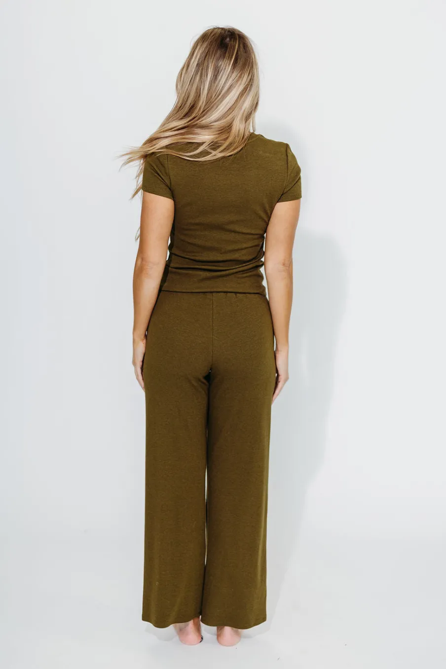 Clearance Worth Collective The Muse Knit Top & Pants Set in Olive