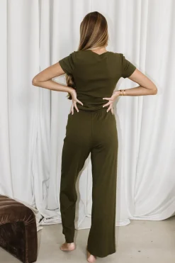 Clearance Worth Collective The Muse Knit Top & Pants Set in Olive