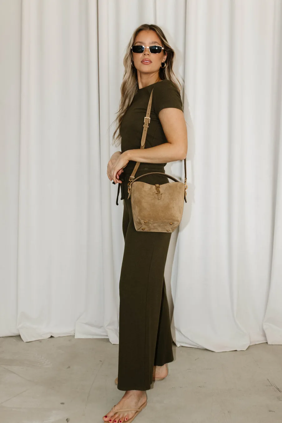 Clearance Worth Collective The Muse Knit Top & Pants Set in Olive