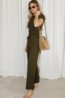 Clearance Worth Collective The Muse Knit Top & Pants Set in Olive