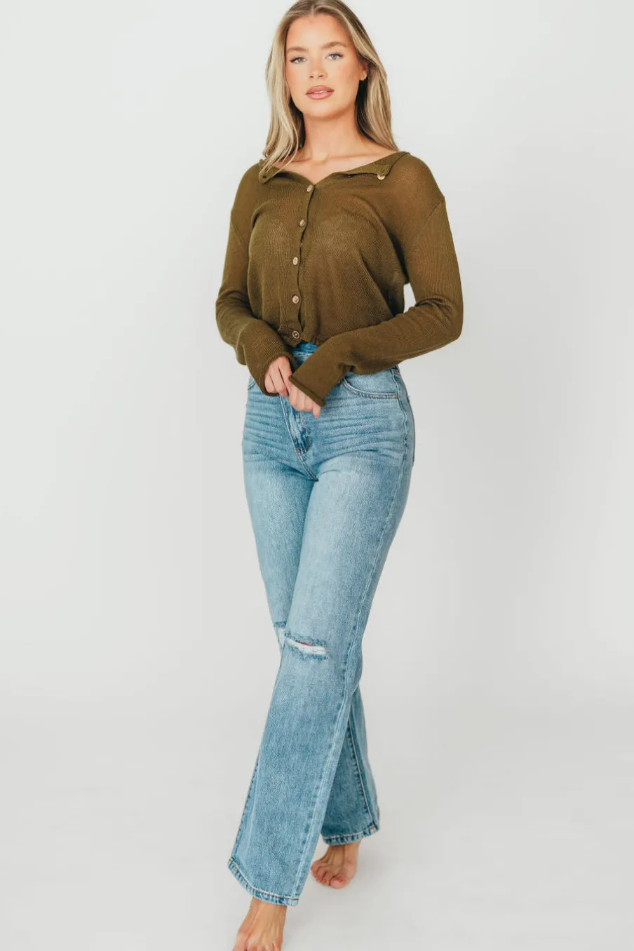 Online Worth Collective Tiffany 90s High-Rise Crisscross Waist Straight Jeans in Light Wash