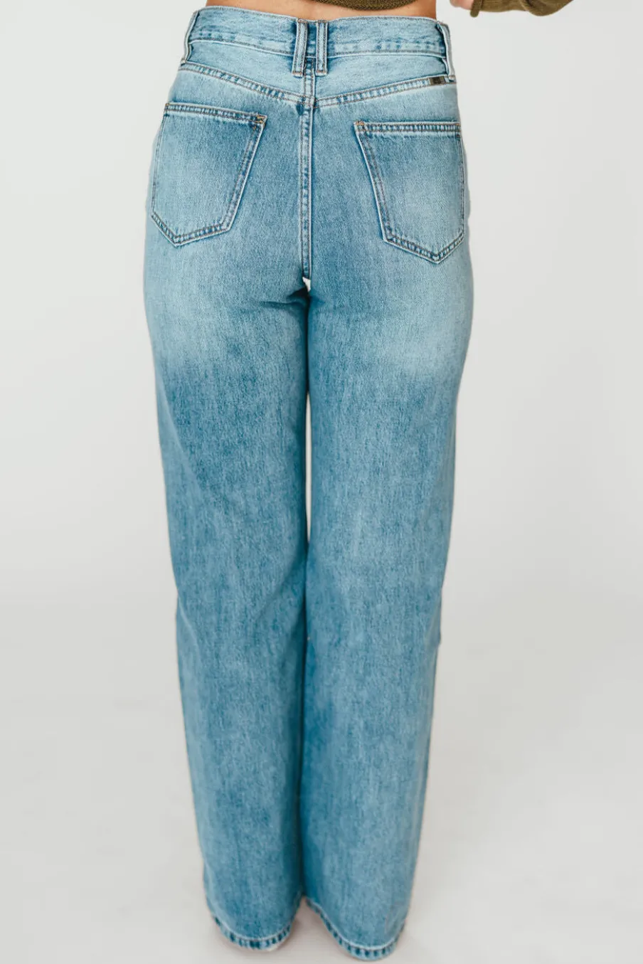 Online Worth Collective Tiffany 90s High-Rise Crisscross Waist Straight Jeans in Light Wash