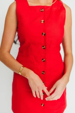 Clearance Worth Collective Tinley Button Dress in Red
