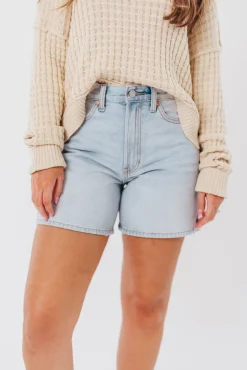 Discount Worth Collective Tommie Longer Length Short in Light Denim