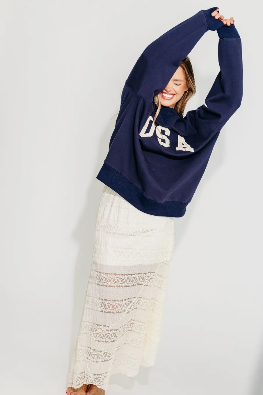 Clearance Worth Collective USA 100% Cotton Terry Pullover in Navy