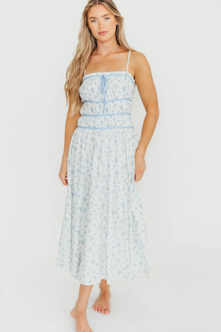 Hot Worth Collective Vanessa Midi Dress in Blue