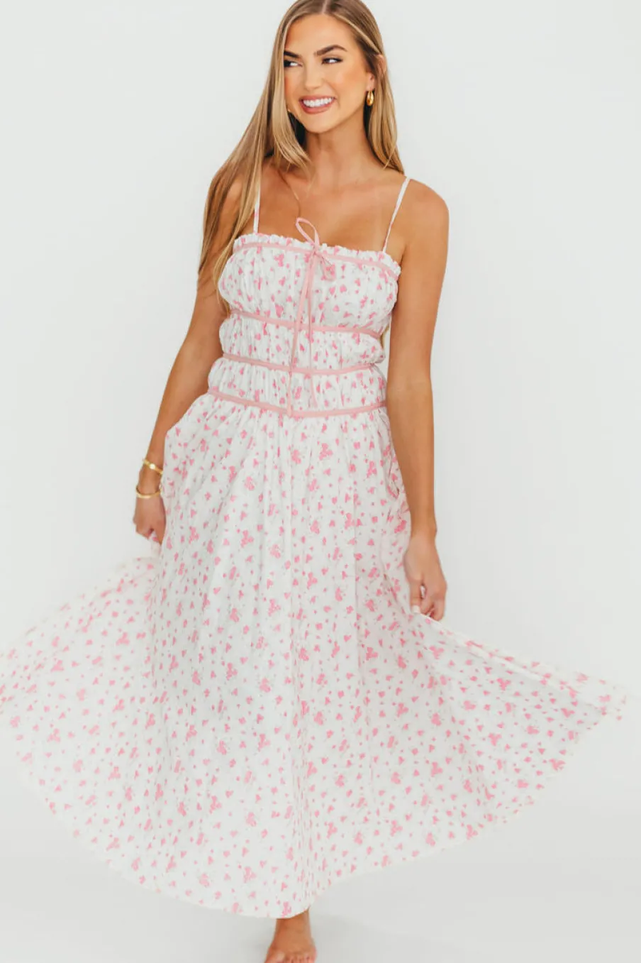 Best Worth Collective Vanessa Midi Dress in Pink