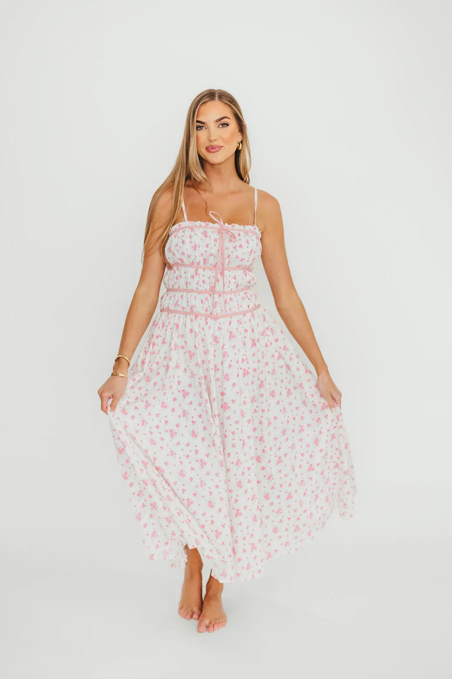 Best Worth Collective Vanessa Midi Dress in Pink